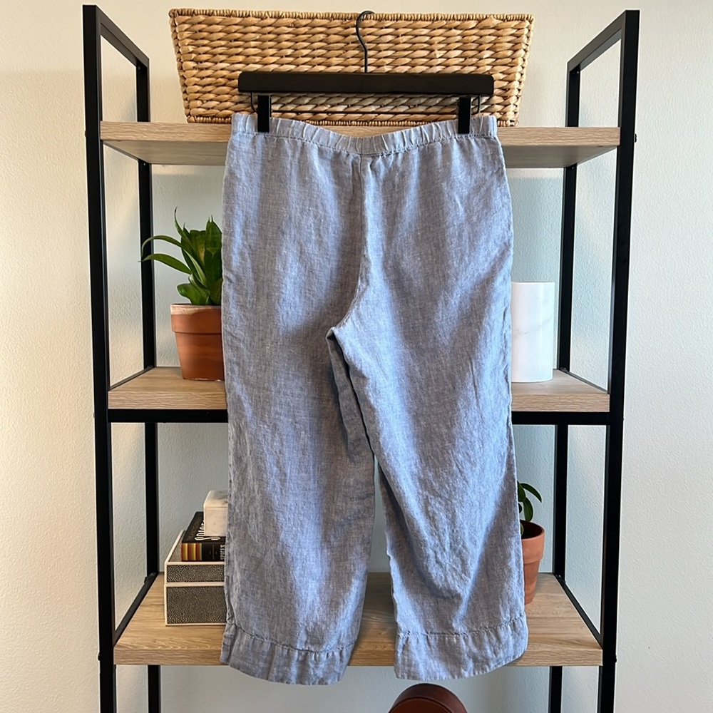 J. Jill Linen Pocket Mid-Rise Wide Leg Capri Pants, XS Petite - Picture 5 of 8